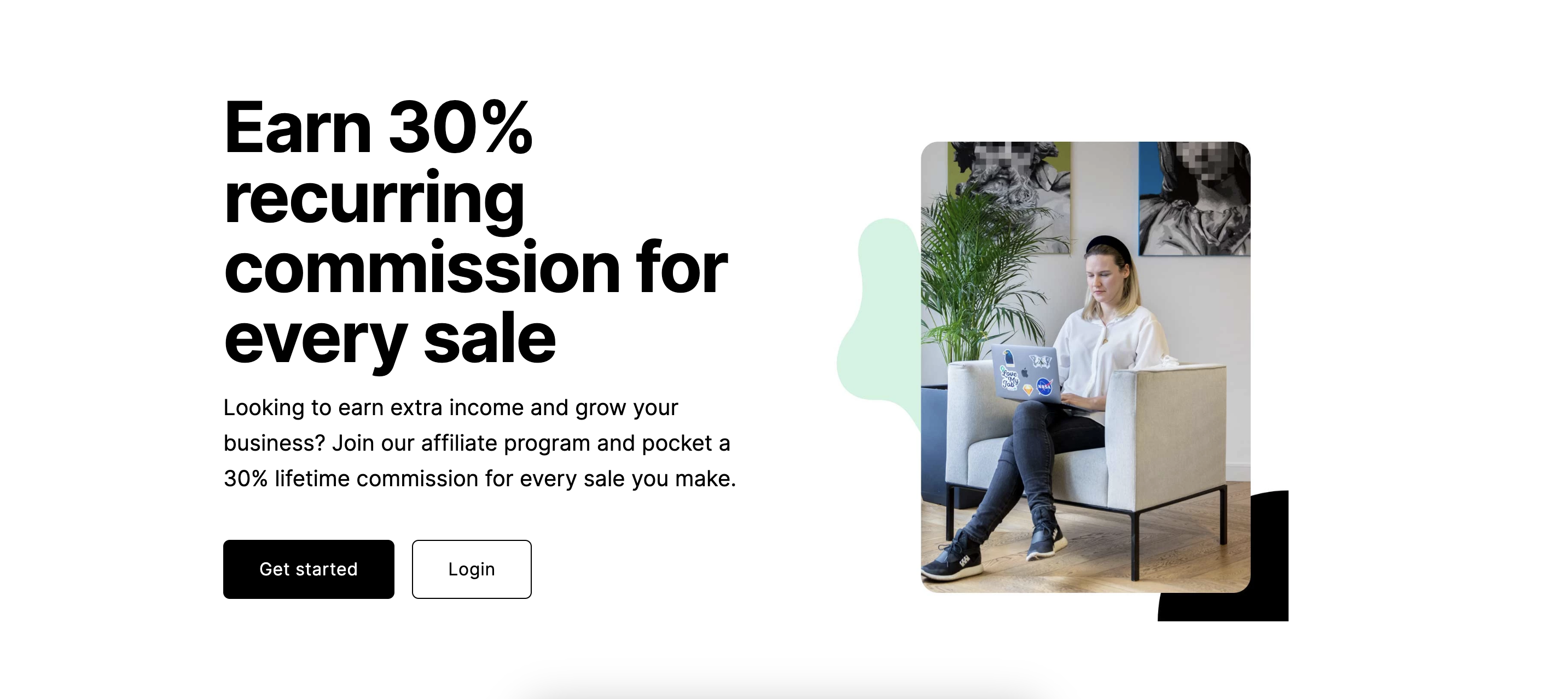 MailerLite's affiliate program hero image on its affiliate landing page, one of the 20 winning affiliate marketing programs in 2024